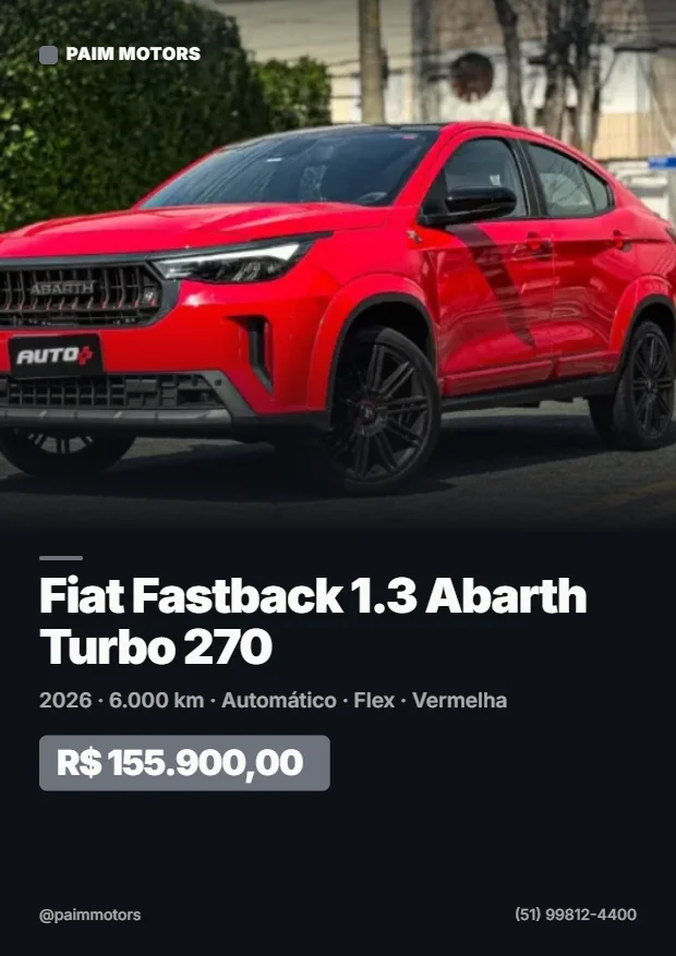 Capa real do PDF comercial do Fiat Fastback Abarth