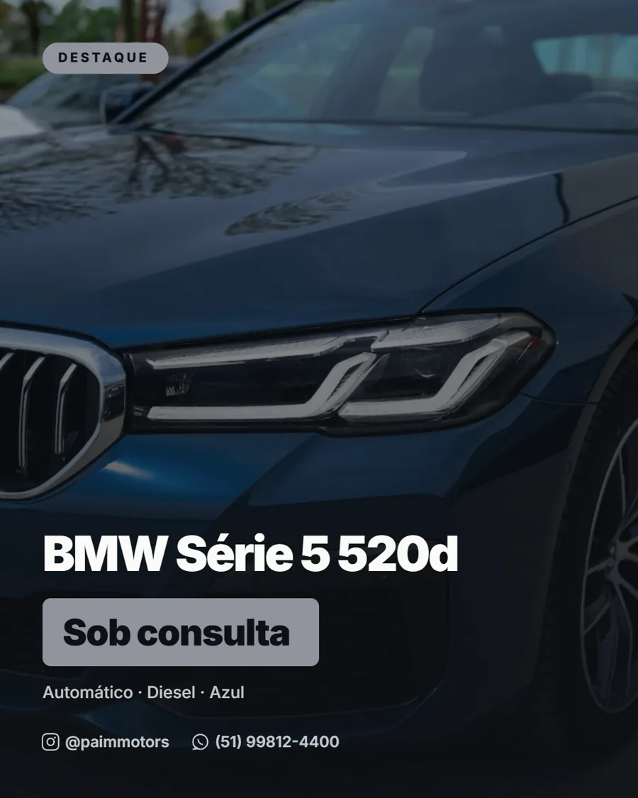 Post real do BMW 520d com destaque para o farol